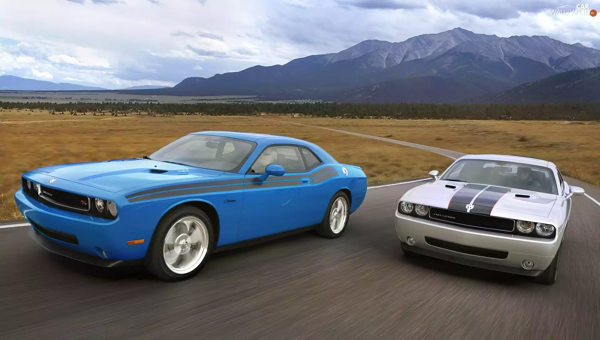 Mountains, Dodge Challenger, route