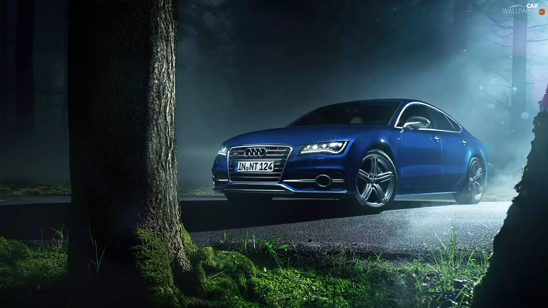 Audi, blue, glow, S7
