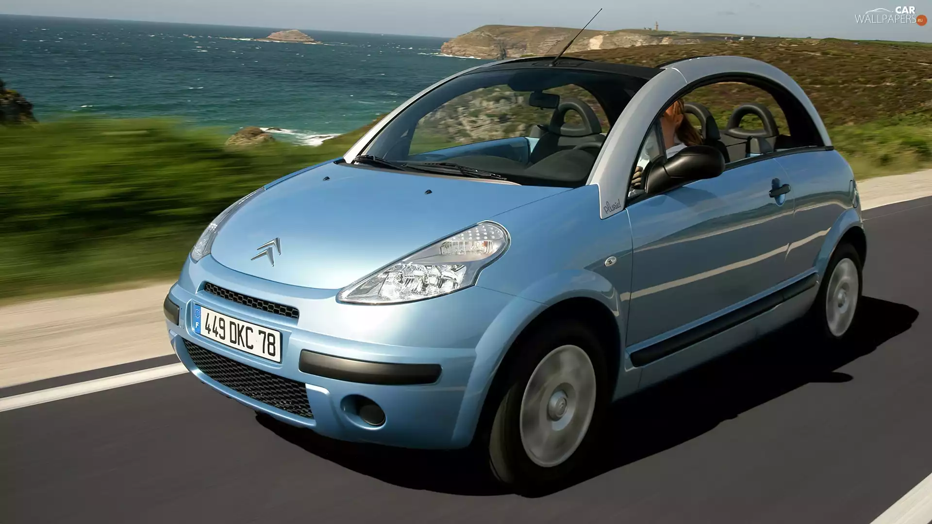 C3 Pluriel, Automobile, sea, Way, Mountains, Citroen