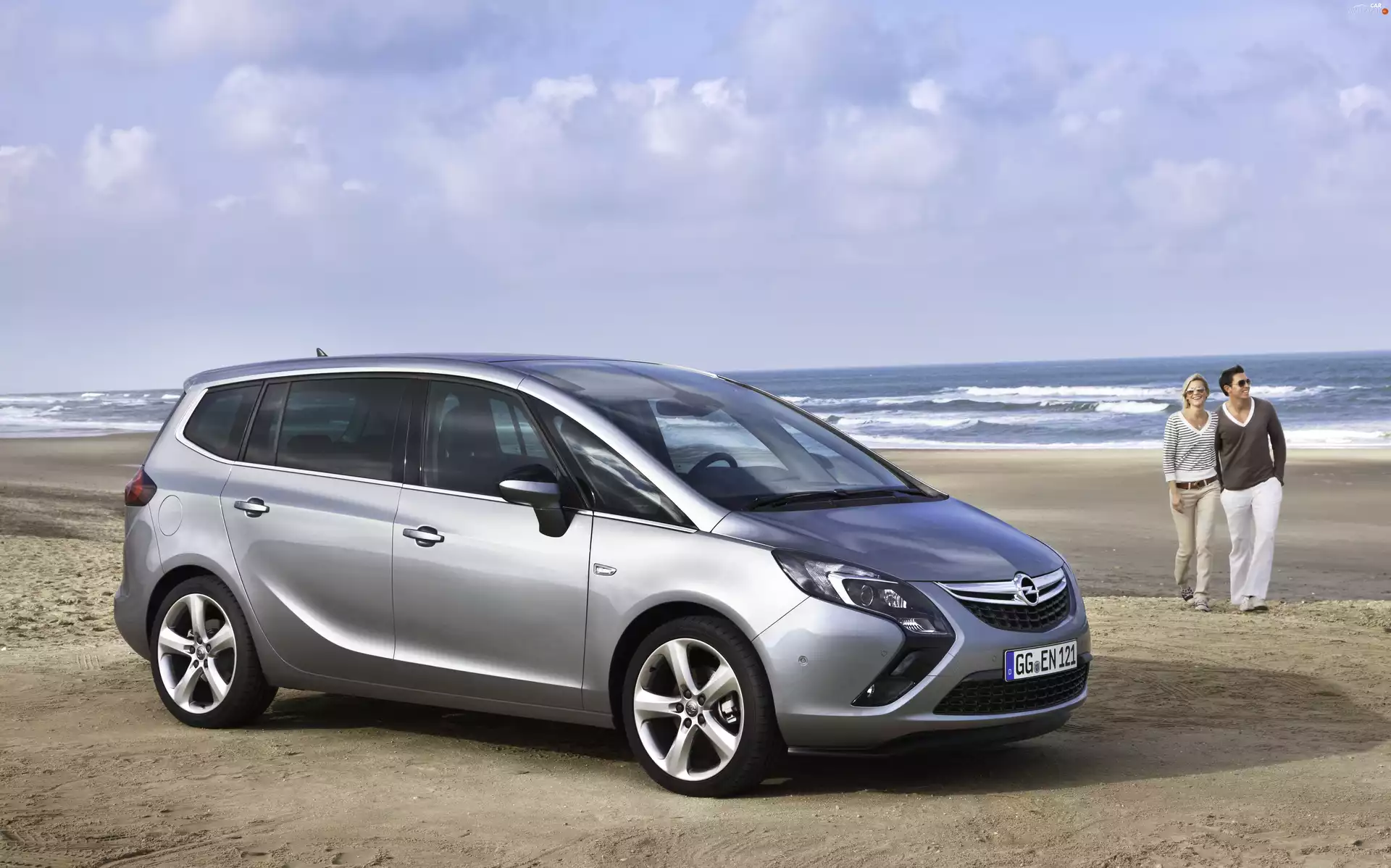 Opel Zafira III, sea, Steam, Beaches
