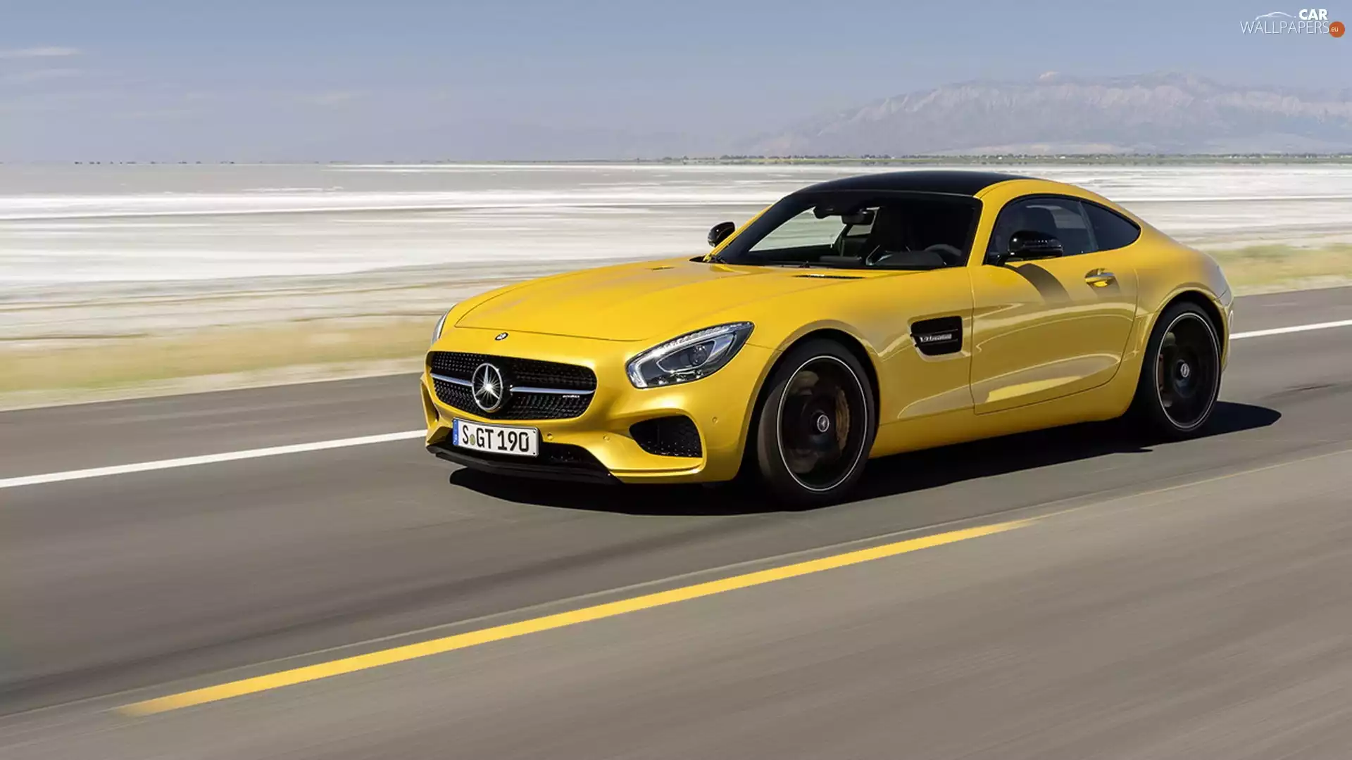 GT, sea, Mercedes, AMG, Yellow