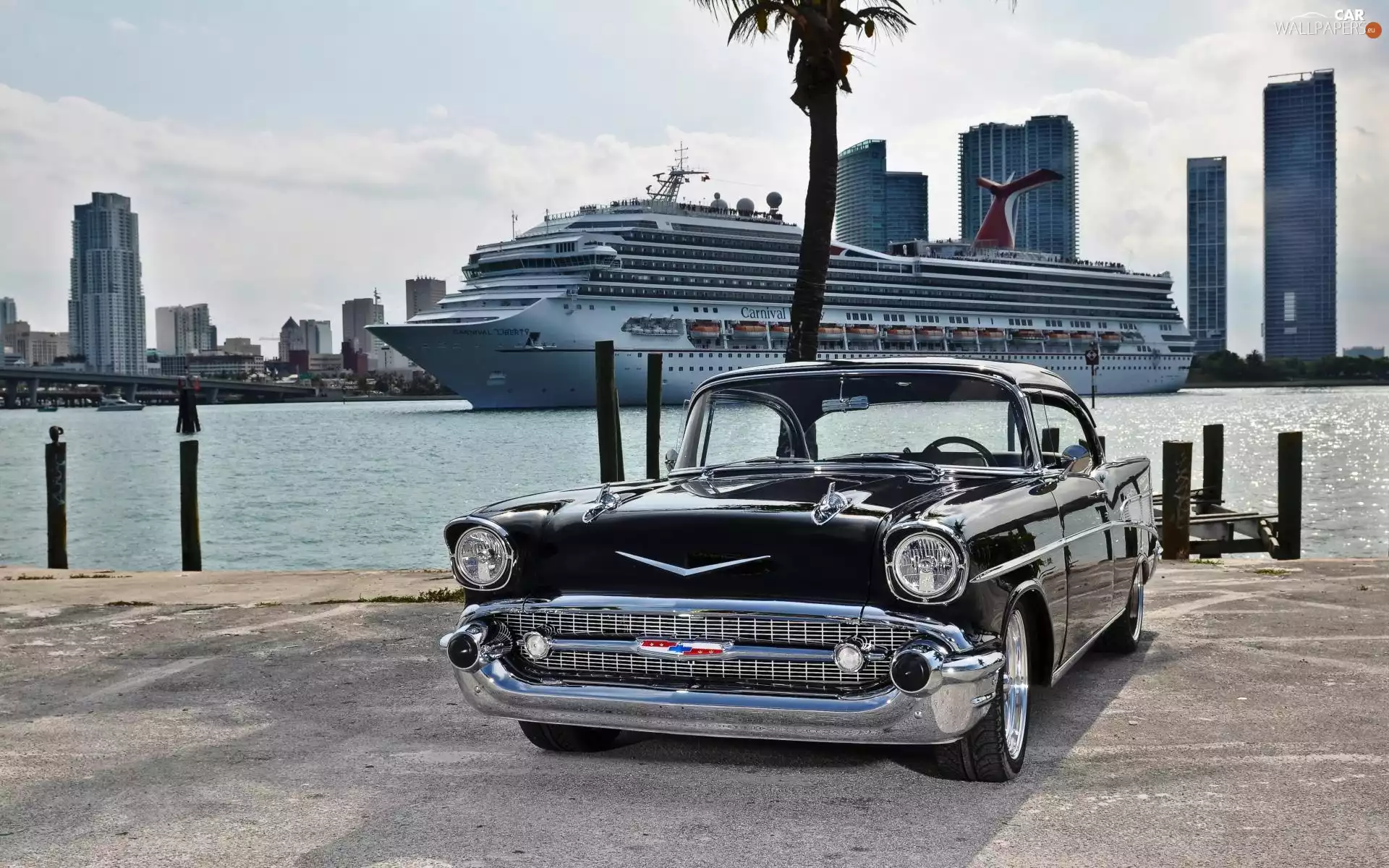 Bel Air, antique, Ship, skyscraper, 1954, Chevrolet