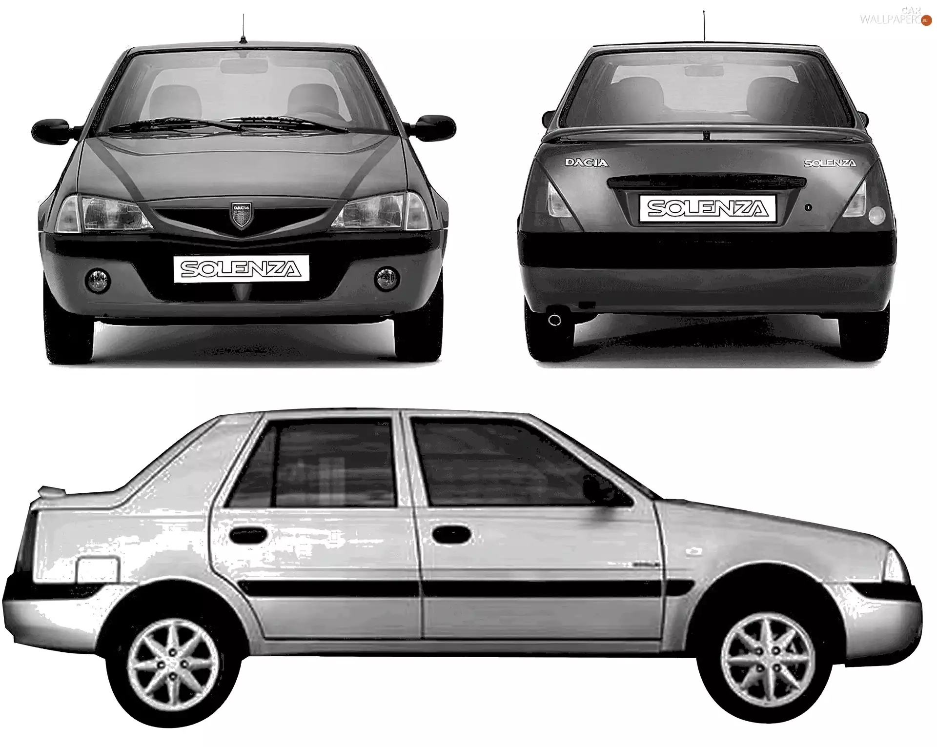 Front, side, Dacia Solenza, Back