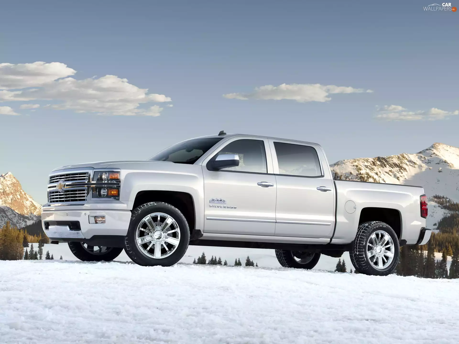 Chevrolet, Mountains, winter, Silverado