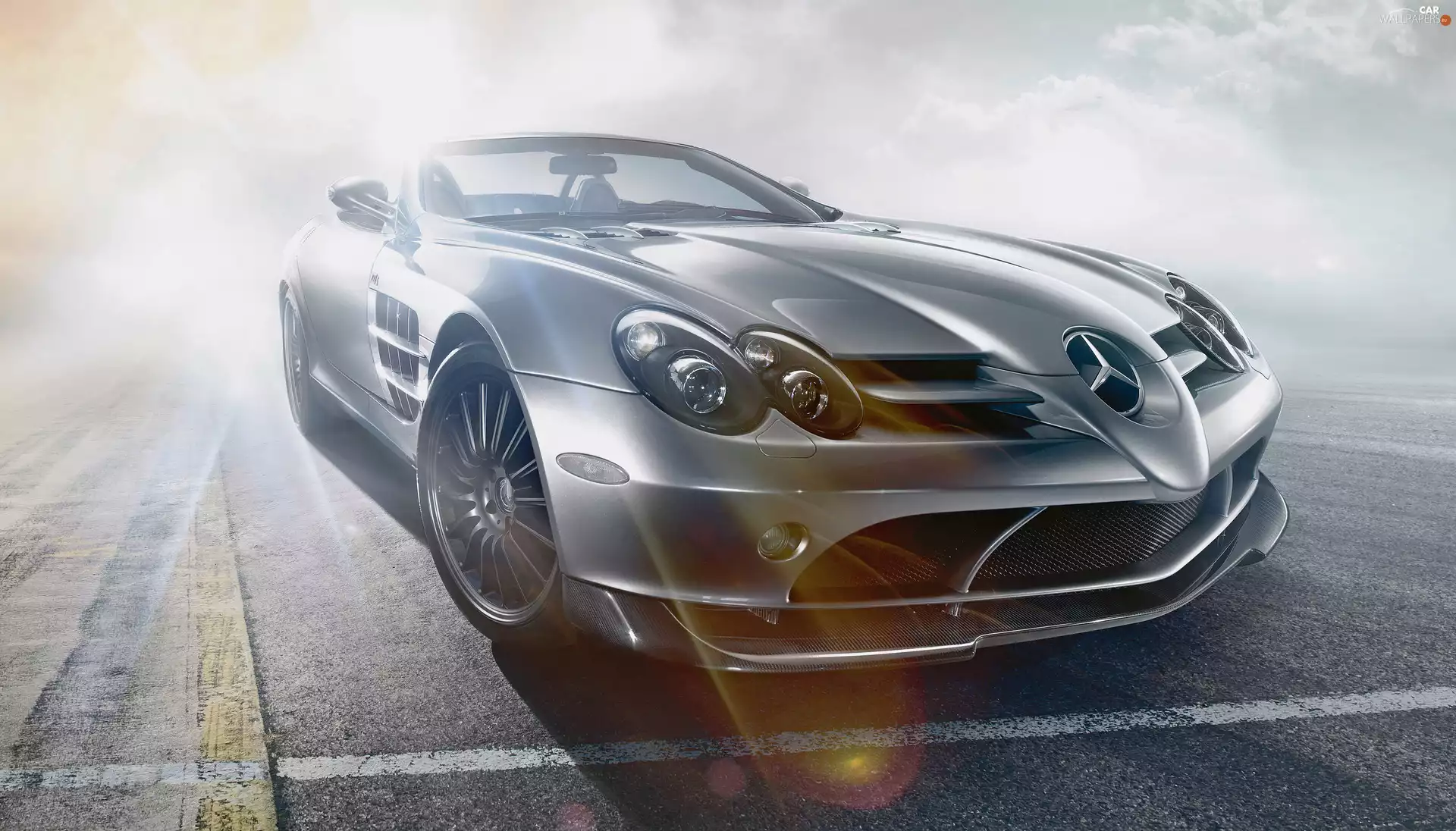 Mercedes SLR, rays, sunny, Cabriolet