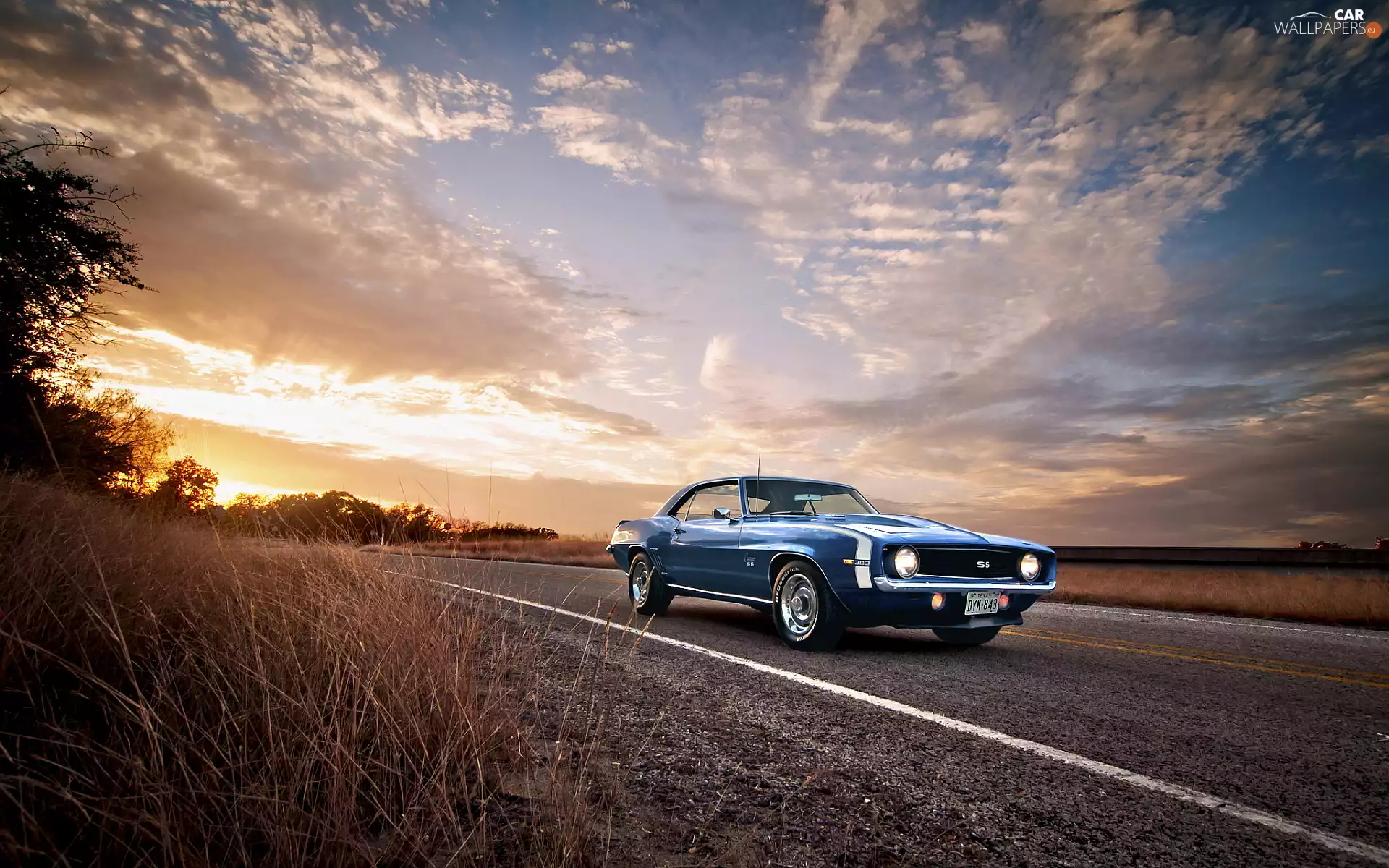 Automobile, Chevrolet Camarro SS, Way, blue