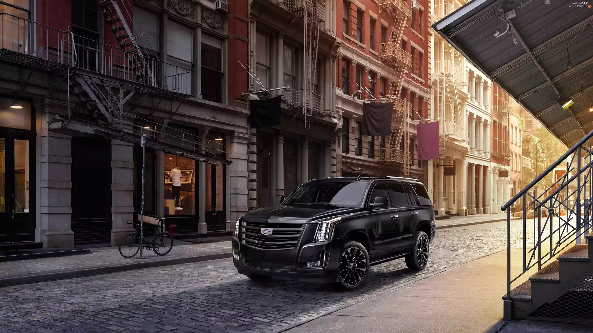 Black, Street, Houses, Cadillac Escalade