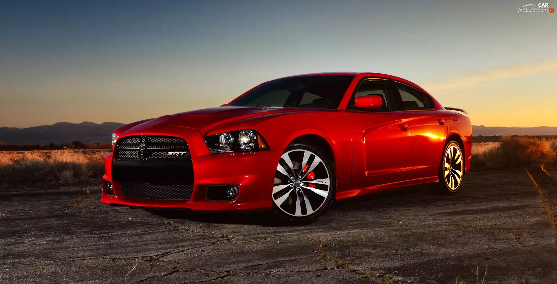 SRT, Dodge, west, sun, Red, Charger