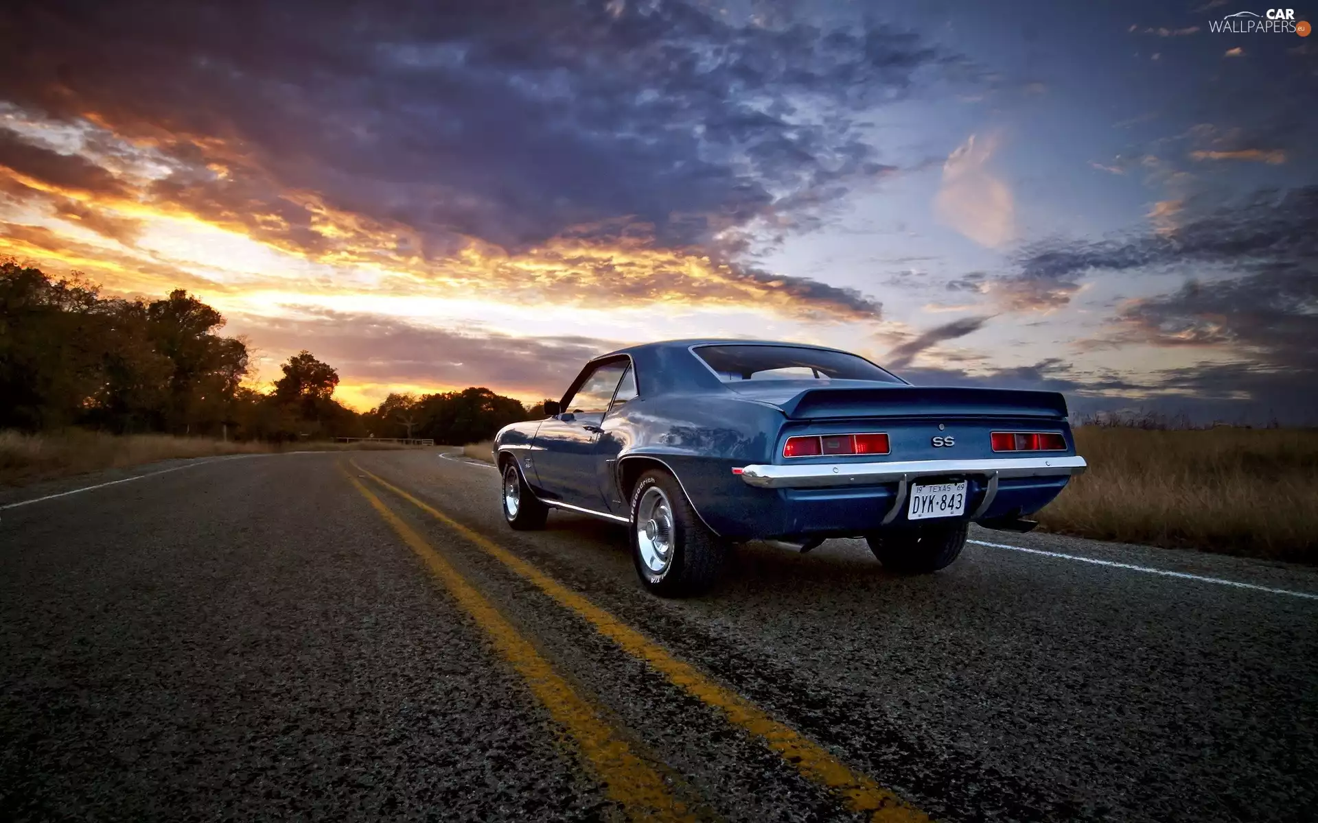 Way, Chevrolet, west, sun, clouds, Camaro SS