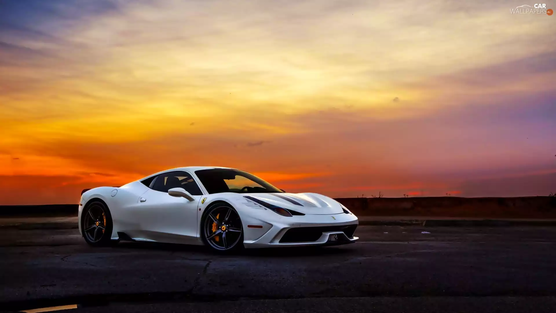 Speciale, 458, Supercar, Italia, Ferrari, White, Great Sunsets