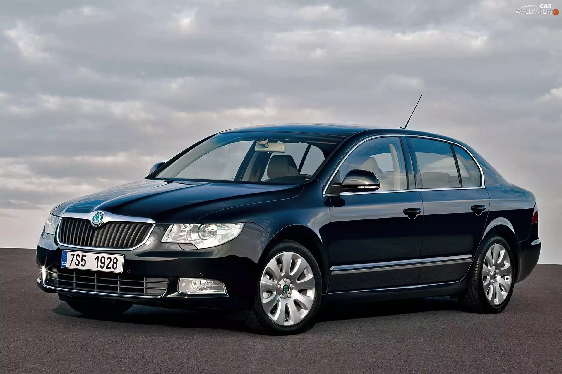 clouds, Black, Skoda Superb