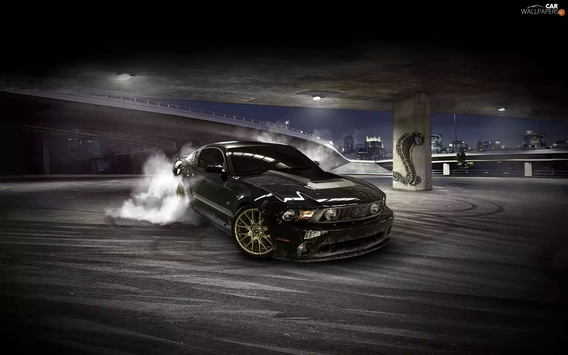 tires, Mustang, smoke