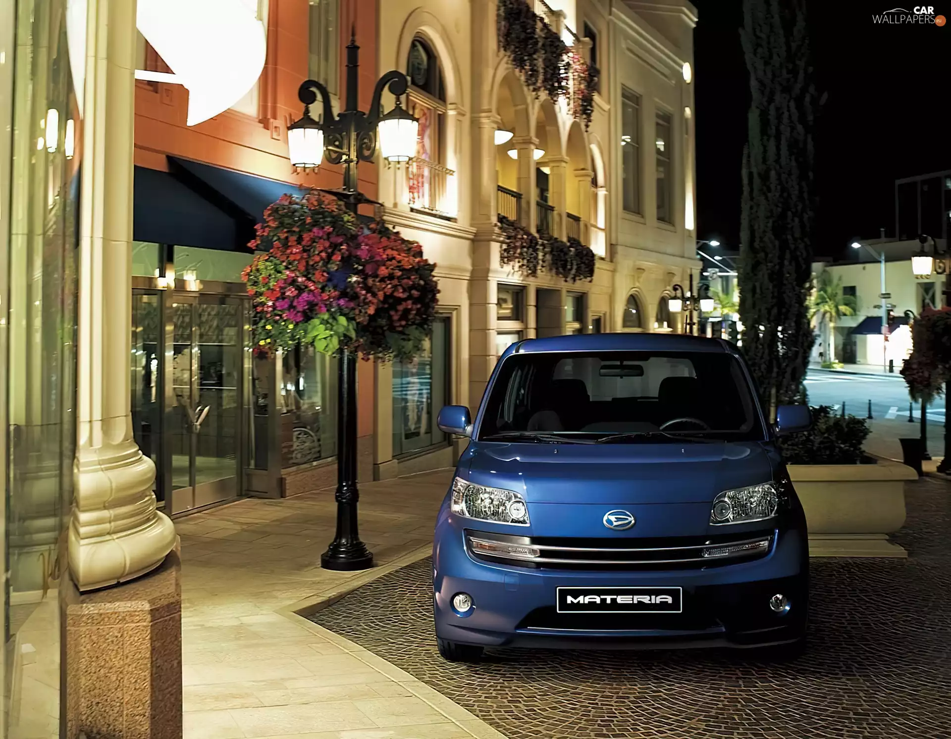blue, Town, night, Daihatsu Materia