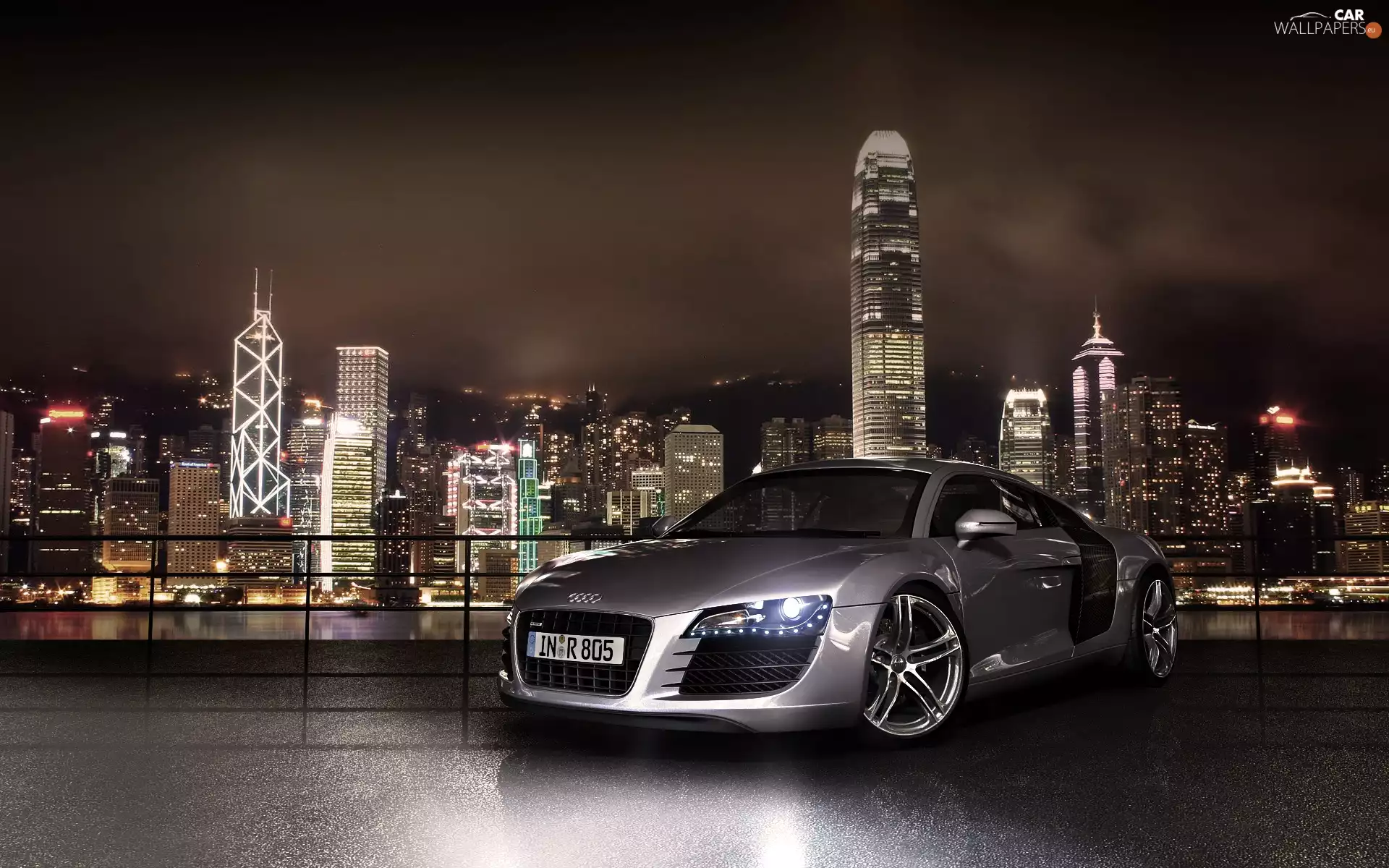 night, Audi R8, Town