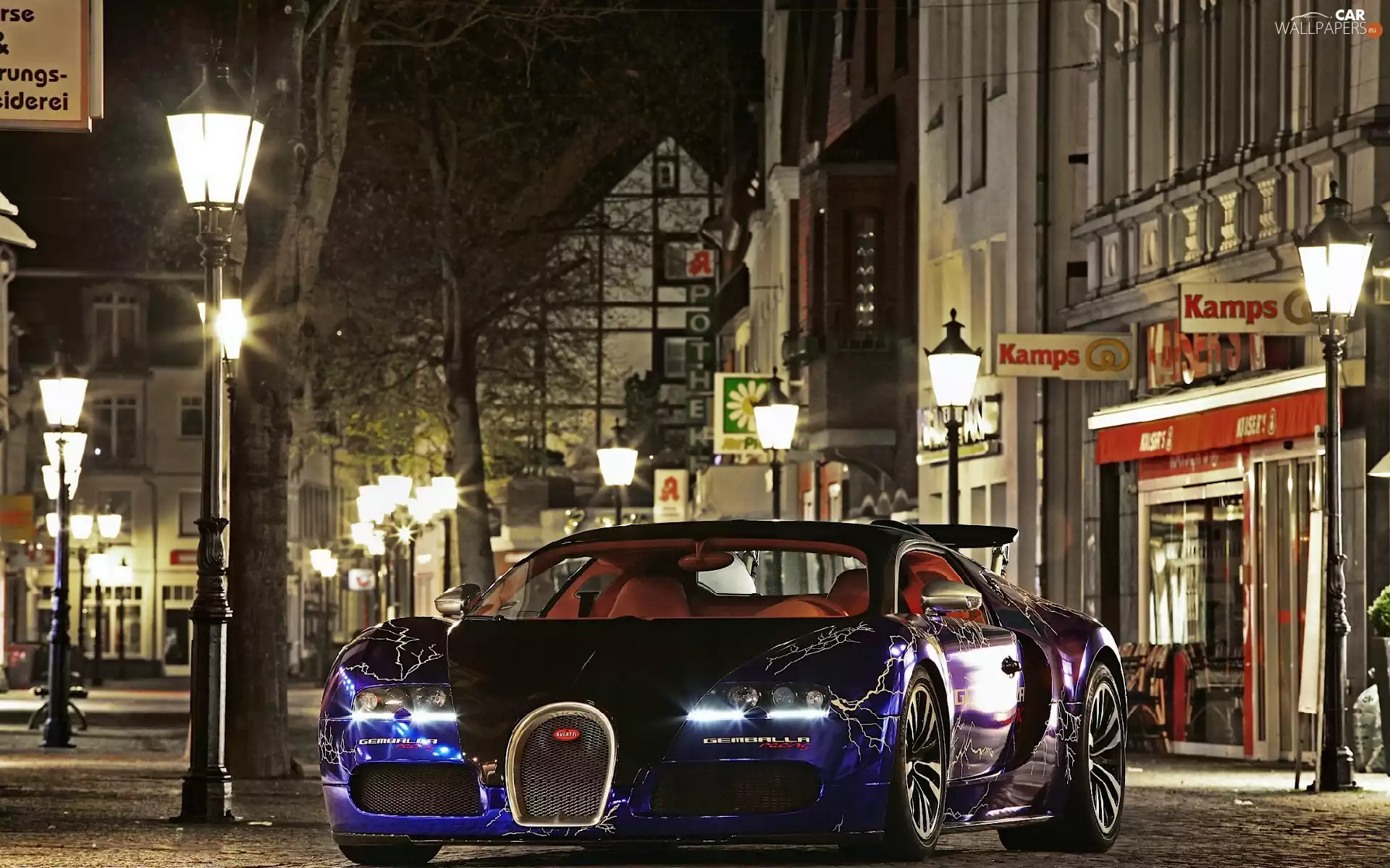 Night, Bugatti Veyron, Town