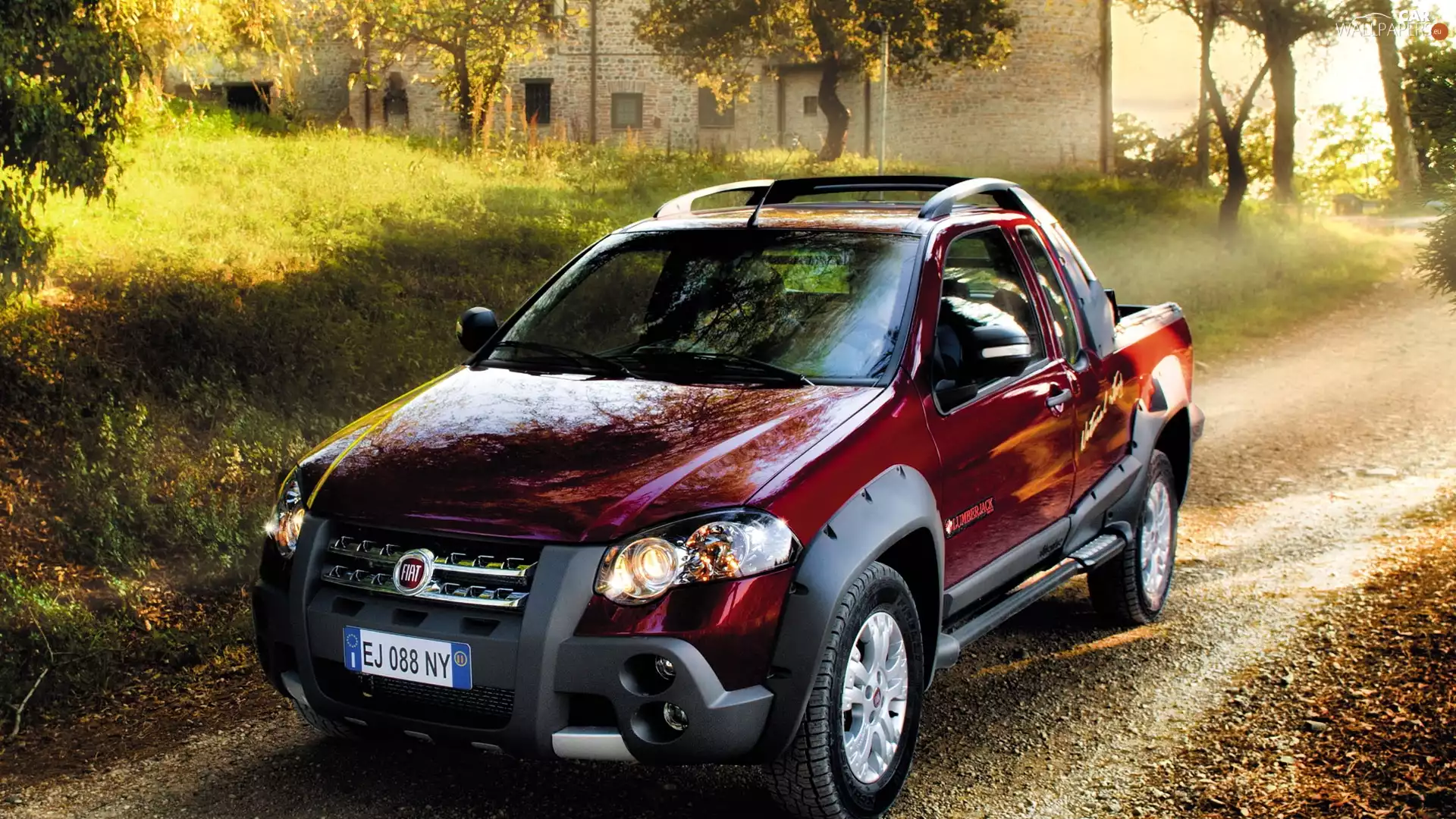 Way, Fiat Strada, trees, viewes, House