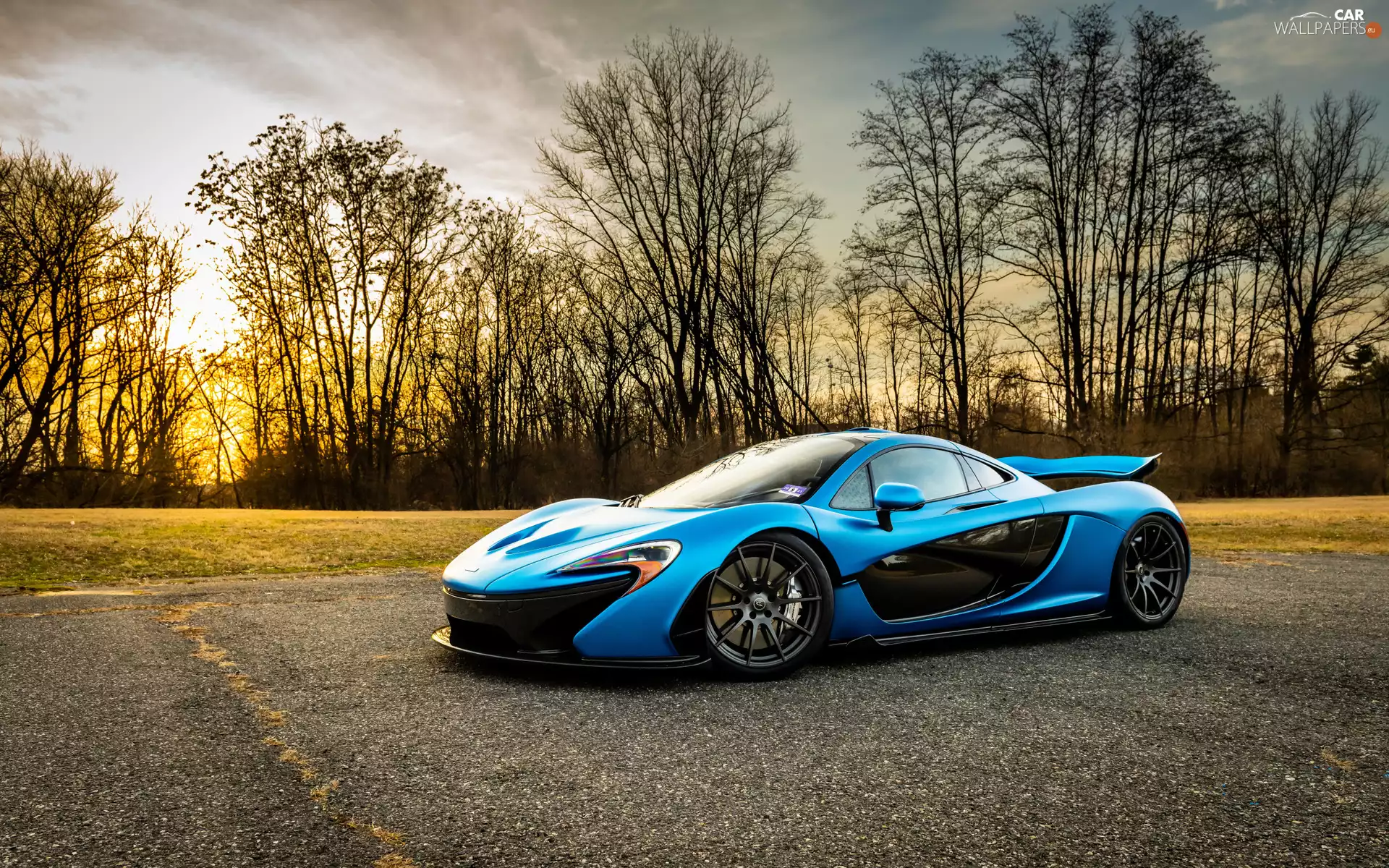blue, trees, viewes, McLaren P1