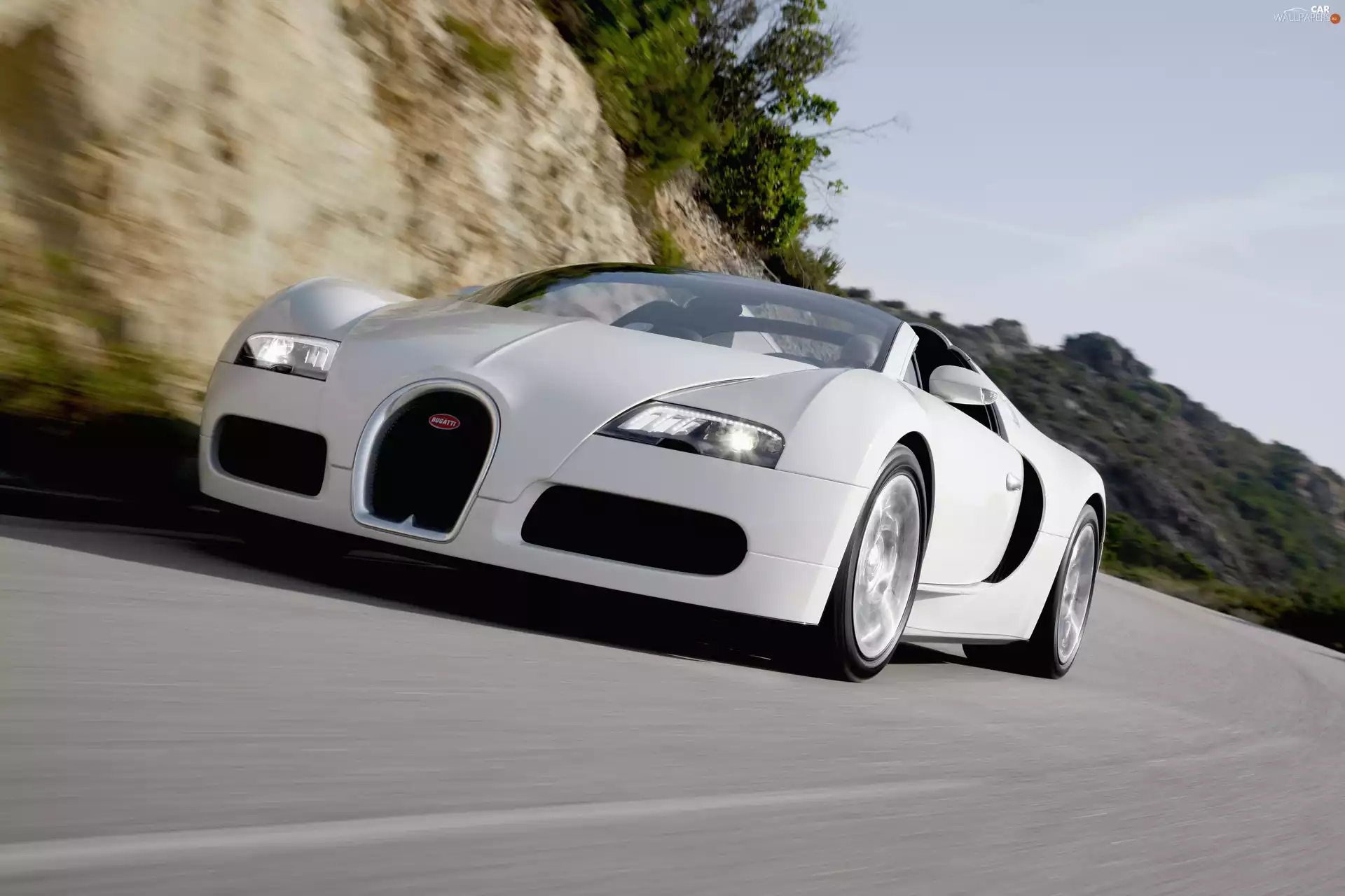 White, mountainous, turn, Veyron