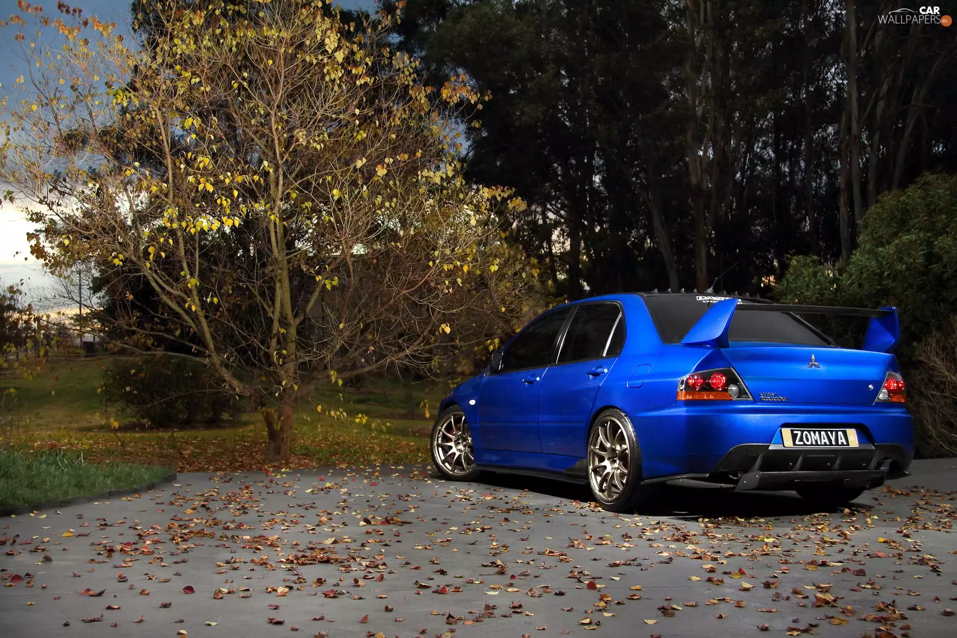 Zomaya, Mitsubishi, trees, viewes, square, Lancer