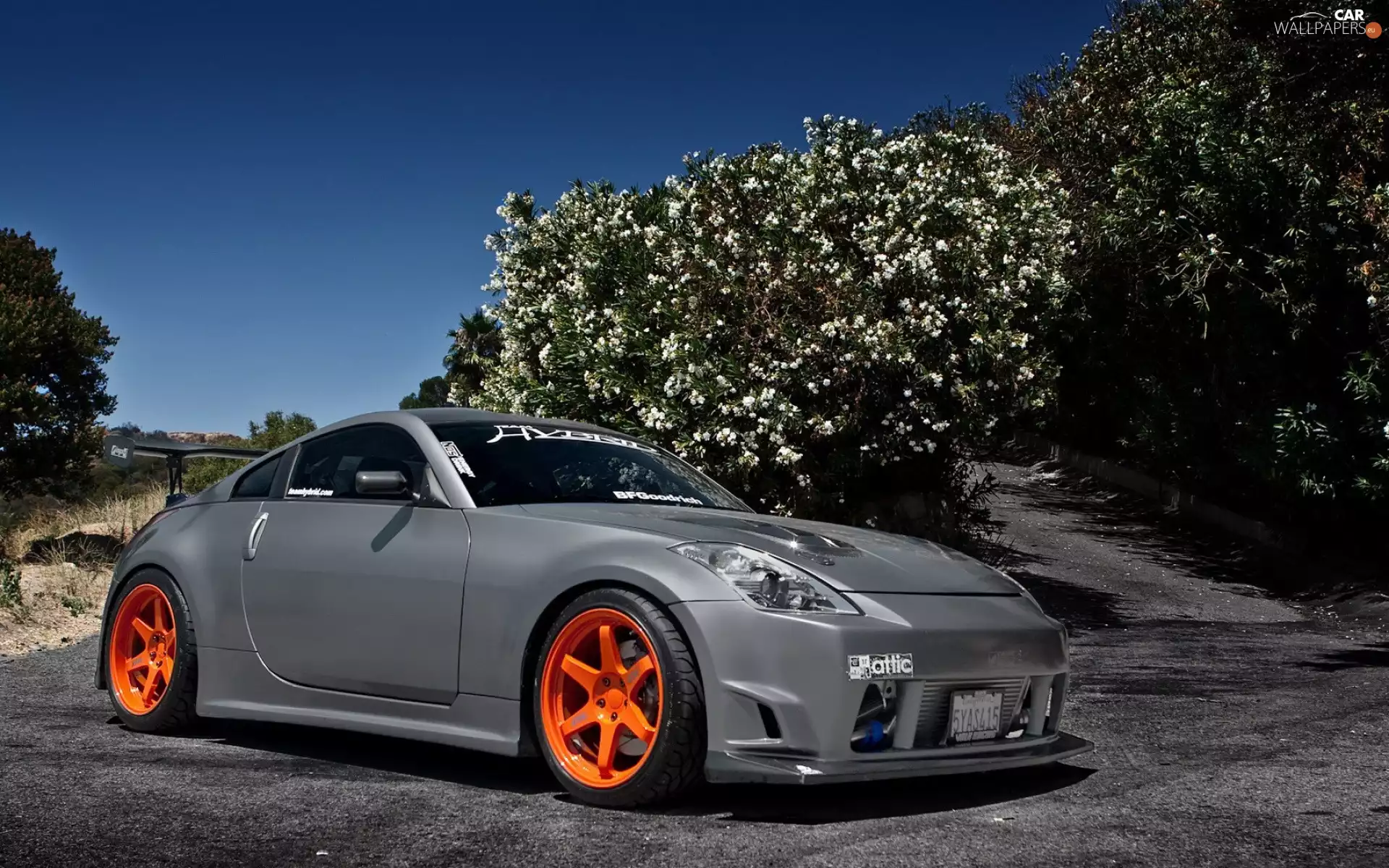 350Z, Automobile, trees, viewes, flourishing, Nissan