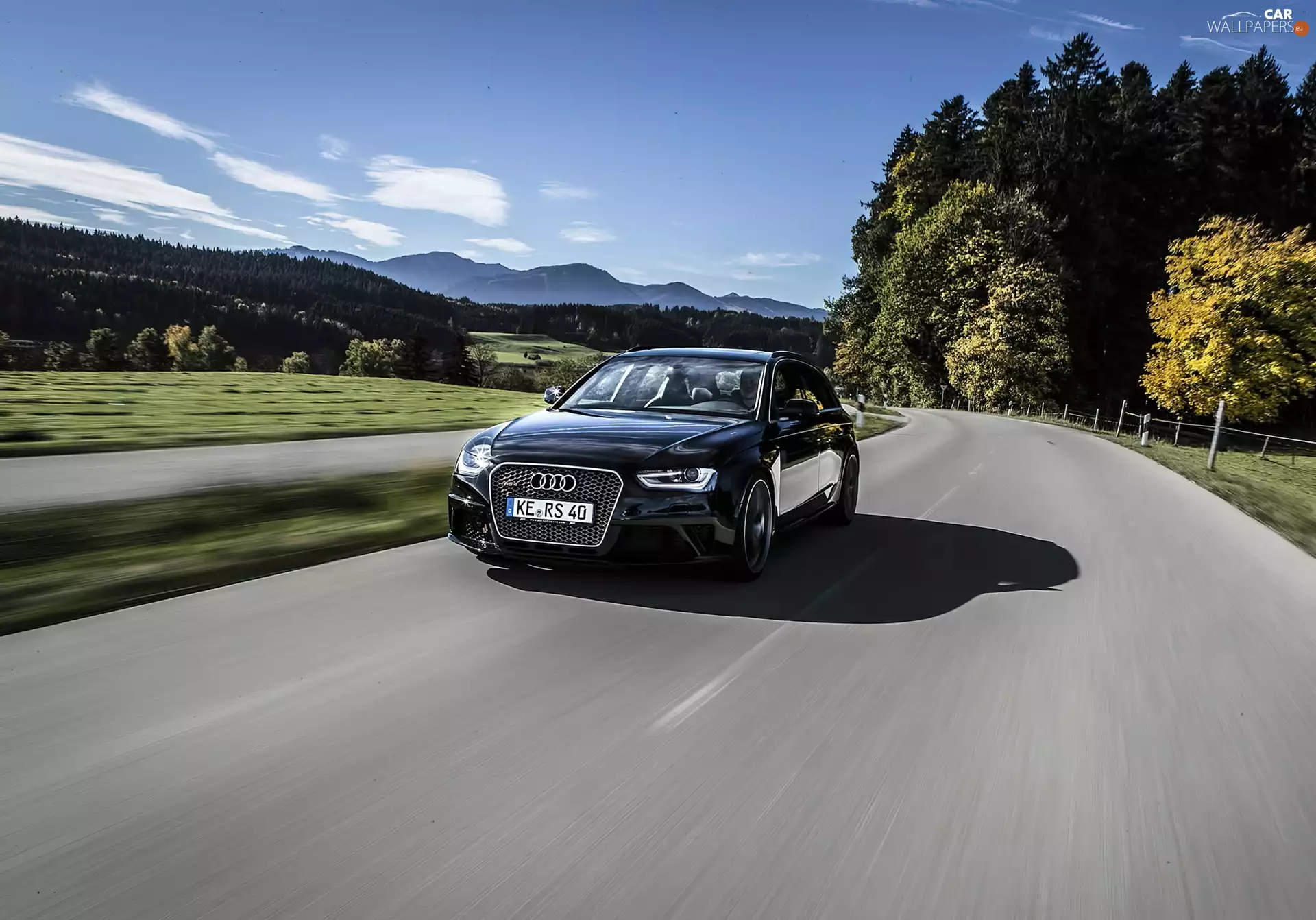 trees, viewes, RS4, Way, Audi