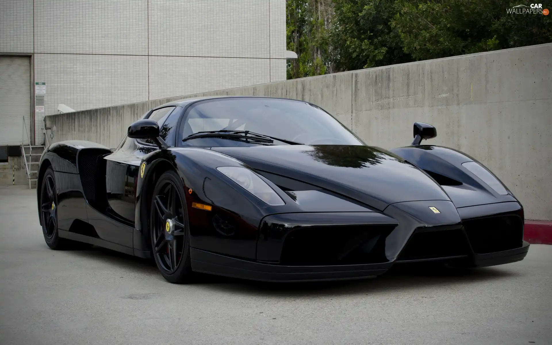 Black, Enzo, wall, Ferrari