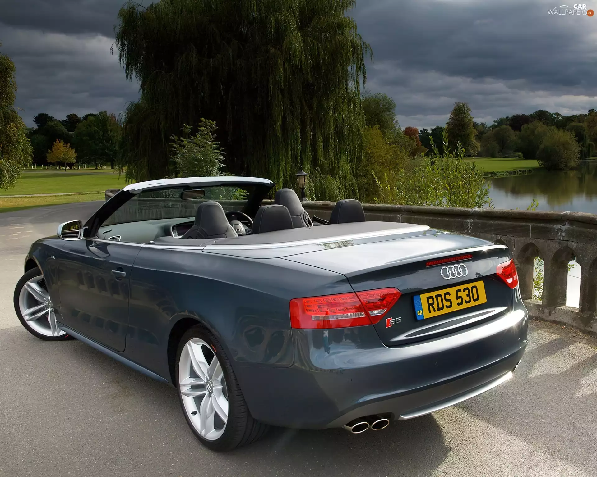 dark, Audi A5, water, green, Sky, Cabrio