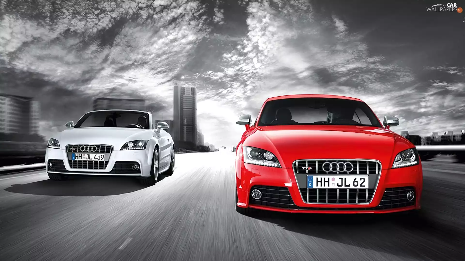 clouds, Audi TT, Way