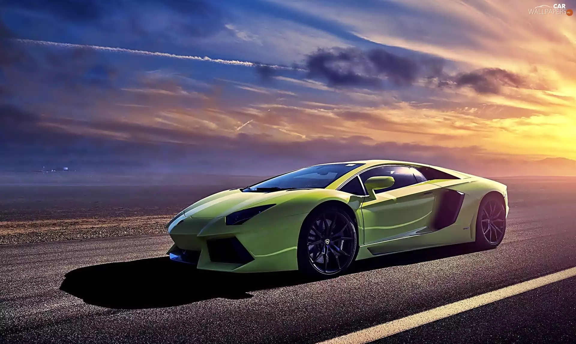 Lamborghini, Way, Great Sunsets, Aventador