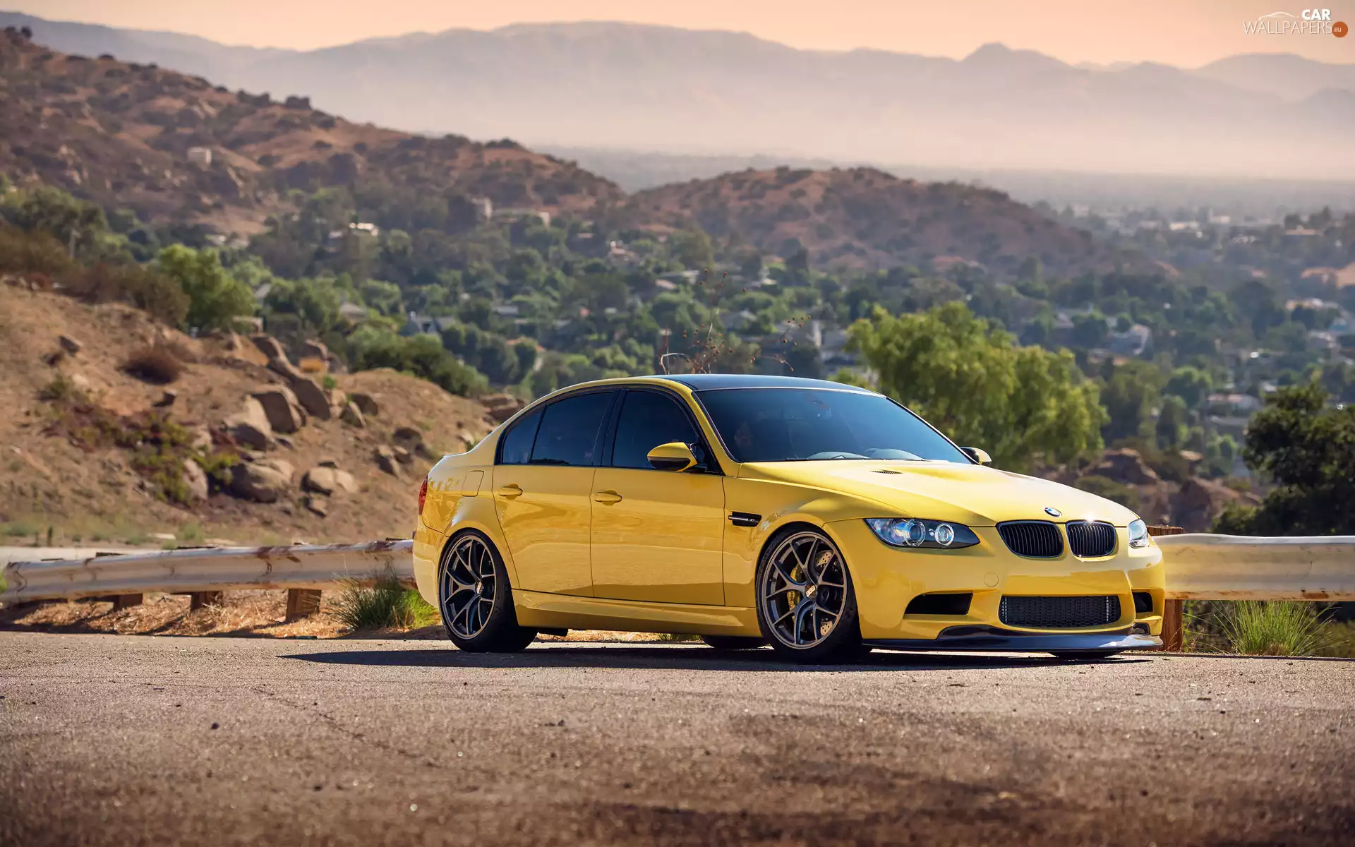 Yellow, Way, Mountains, BMW M3