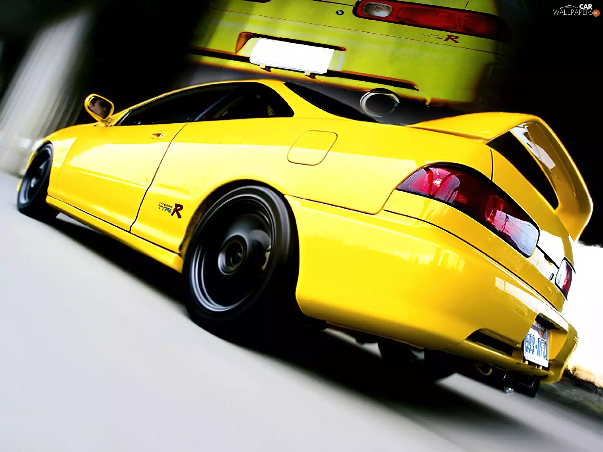 Yellow Honda, Black, wheel, Acura Integra