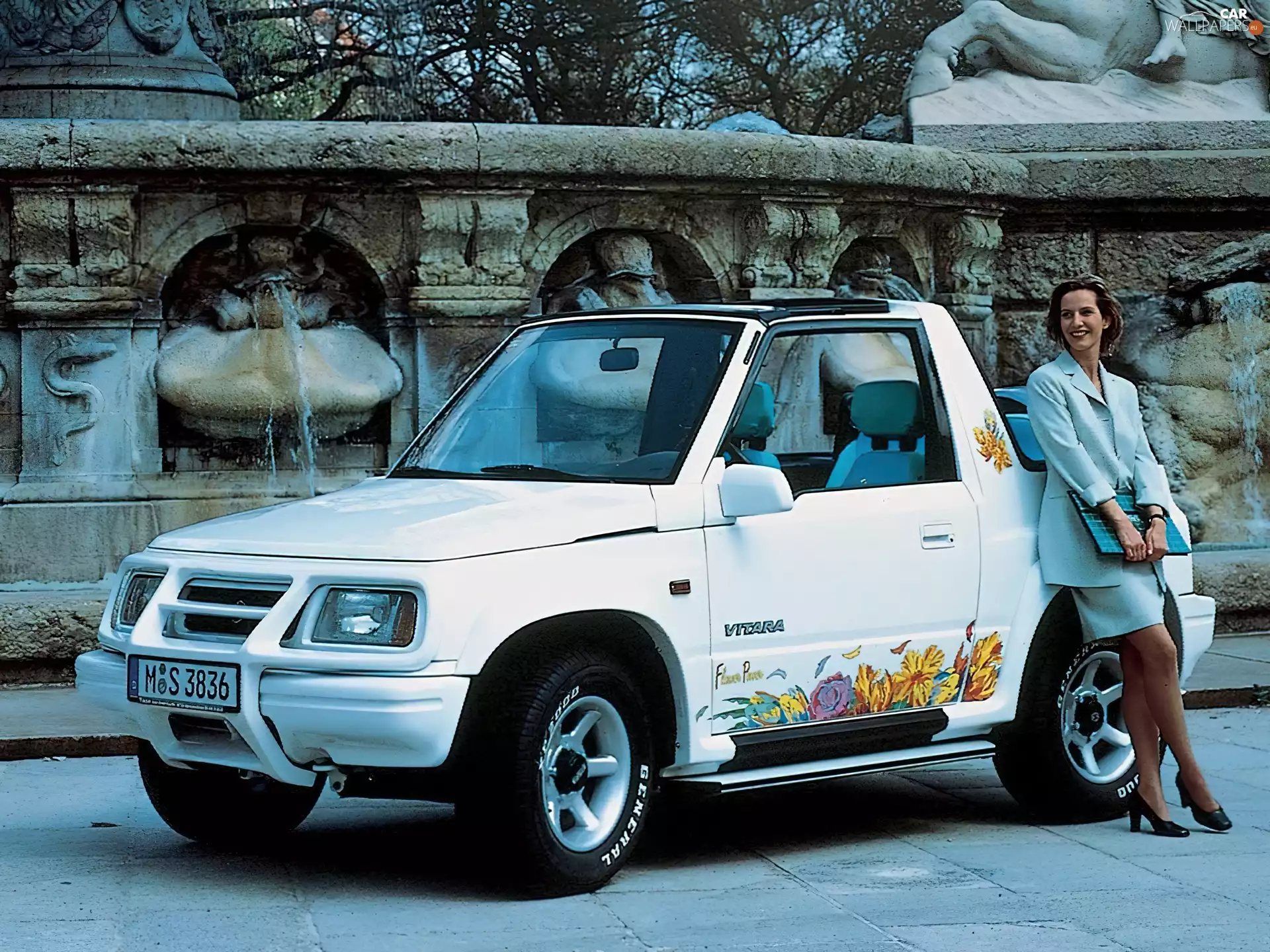 Flowers, Suzuki Vitara, White