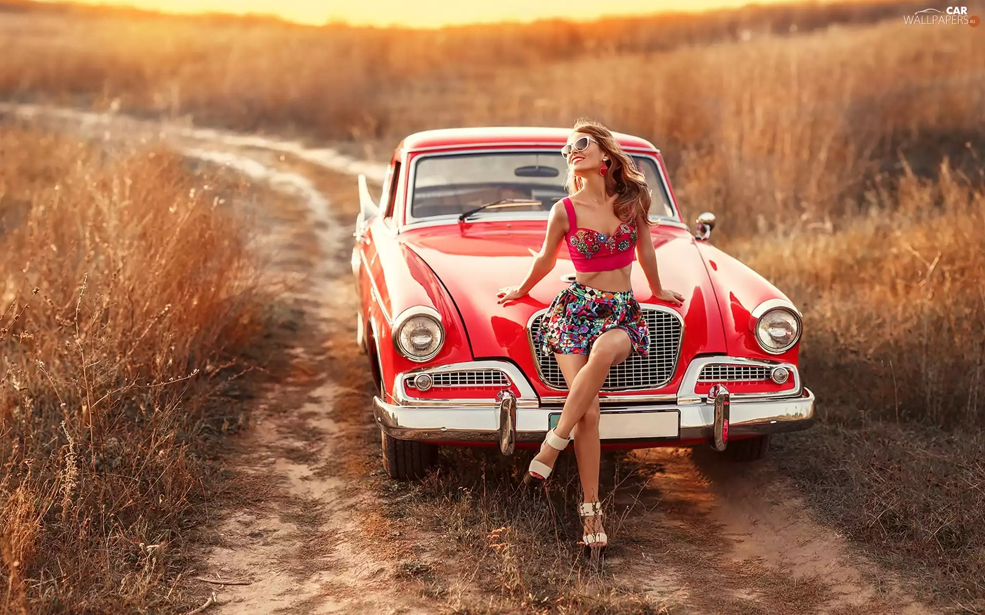 smiling, Women, Automobile, Way, Red