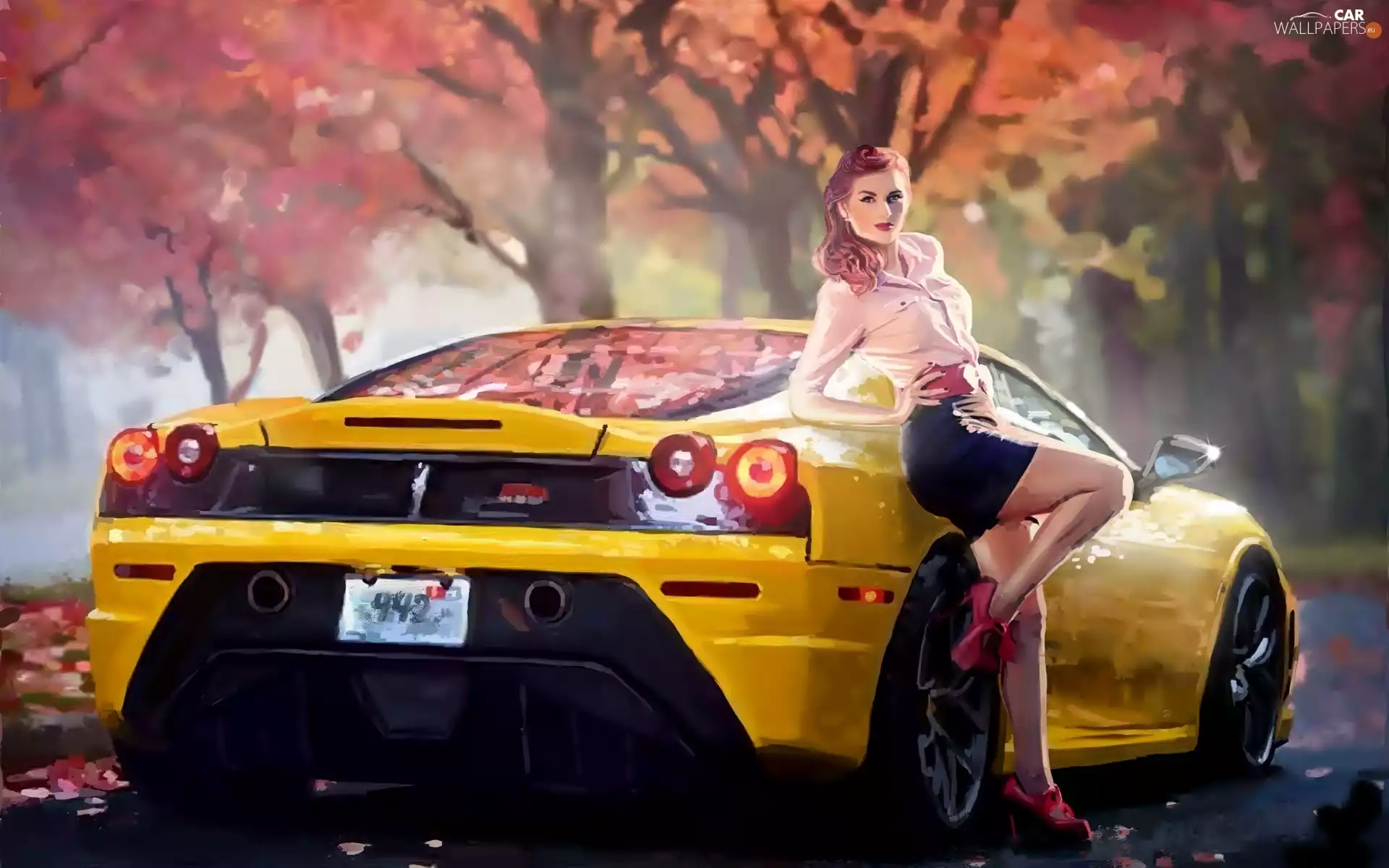 Ferrari, Women, painting, Scuderia Spider