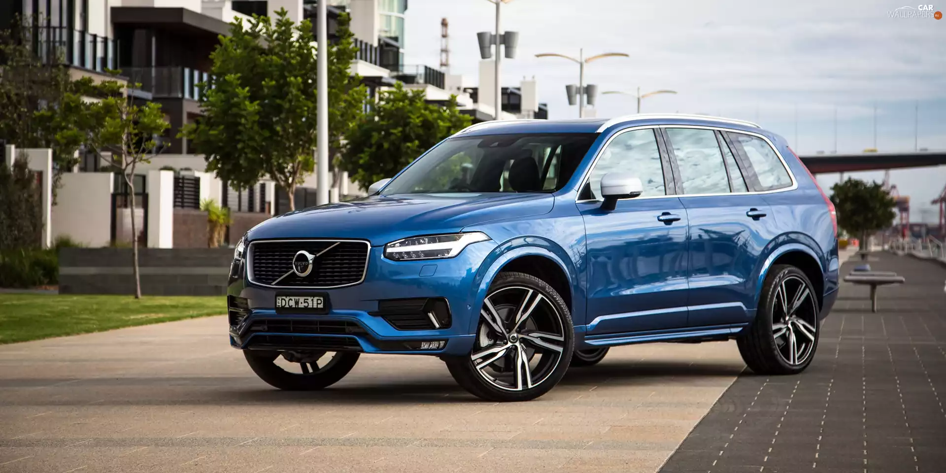 2016, Blue, Volvo XC90 T6 R-Design