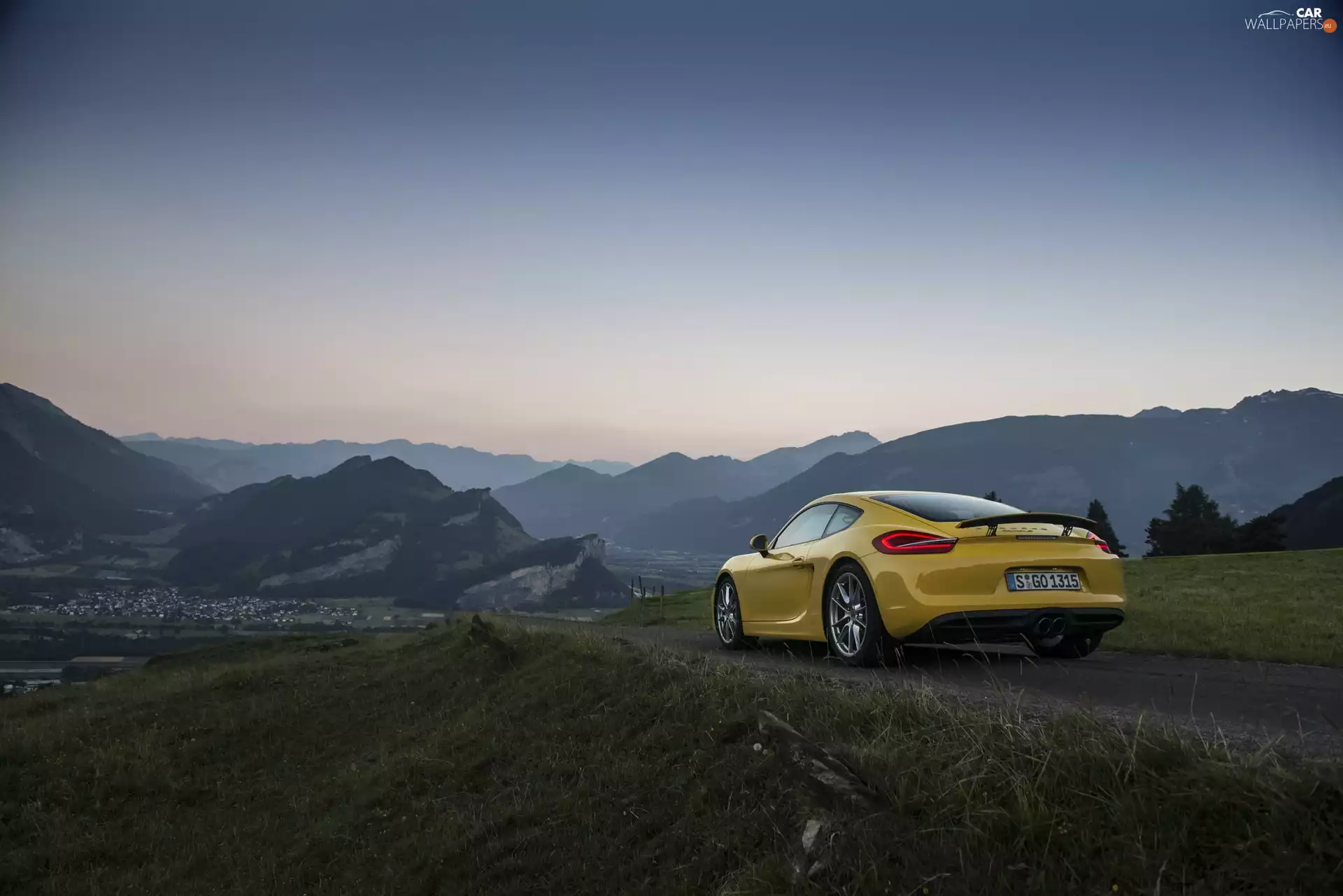 Porsche, Yellow Honda, Mountains, CARRERA