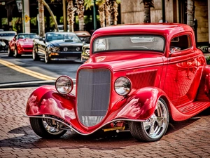 Retro, Ford, Red, 1934r, classic, coupe