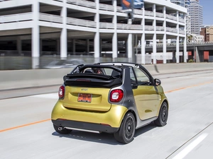 Street, skyscrapers, Back, 2017, Smart Fortwo Cabrio