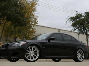 Street, wall, BMW 5, E60, Black
