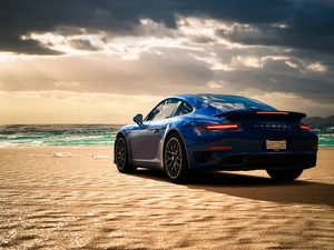 Back, Blue, Porsche 911 Turbo S