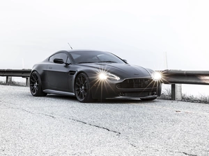 Black, Way, barriers, Aston Martin