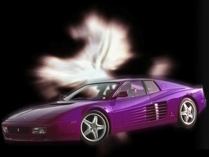 purple, Black, background, Ferrari Testarossa