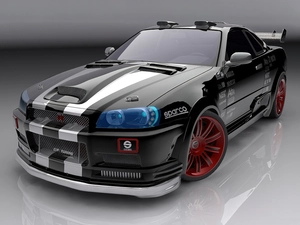 TUNING, Black, Nissan SkyLine GTR