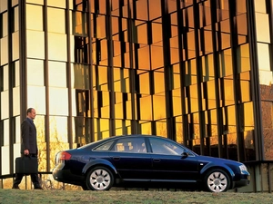 Office building, navy blue, Audi A6