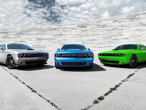 2015, Dodge, blue, Silver, Green, Challenger