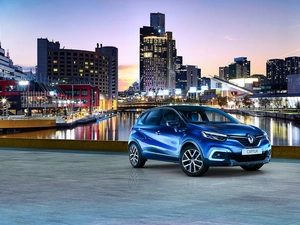 skyscrapers, blue, Renault Captur