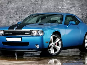 Dodge Chalenger, Black, stripes, blue
