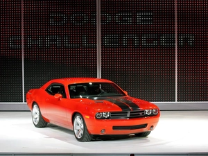 coupe, Red, Dodge Challenger