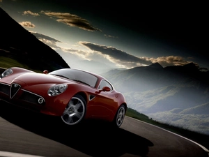 red hot, Way, clouds, Alfa Romeo