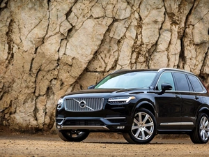 Black, 2016, rocks, Volvo XC90 T8 Excellence Edition